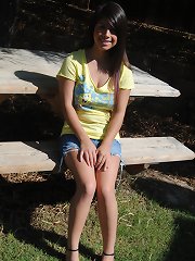 Marvelous exotic fresh sweet teen shows of her juicy hot big hooters outdoors